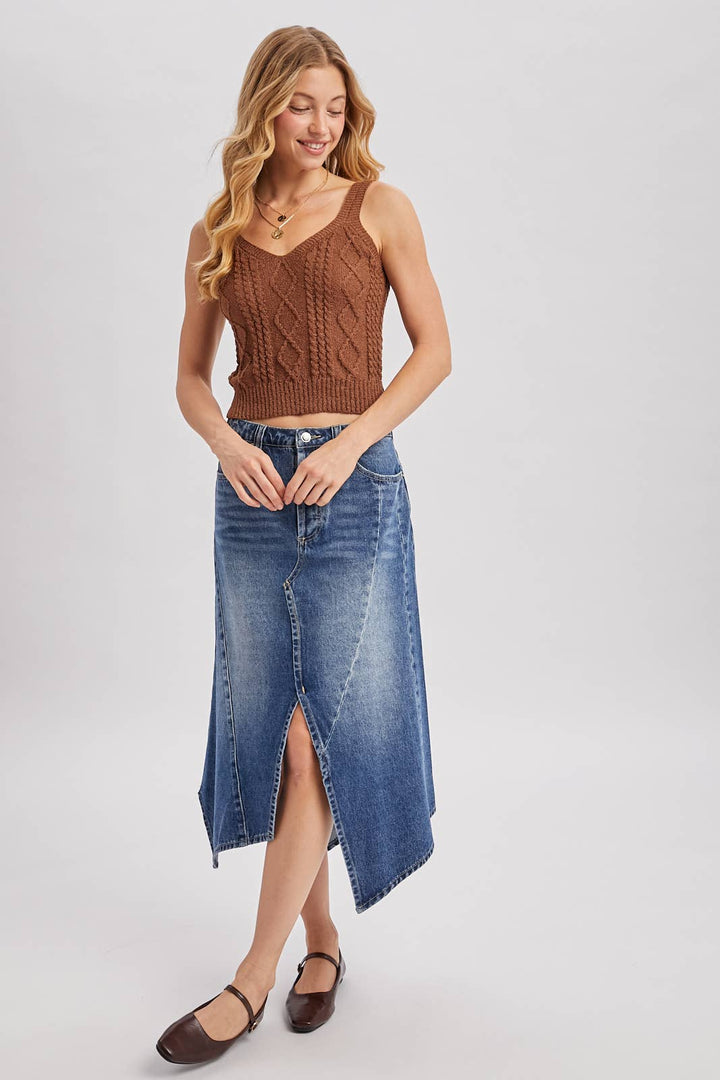 Cable Knit Tank - Mocha