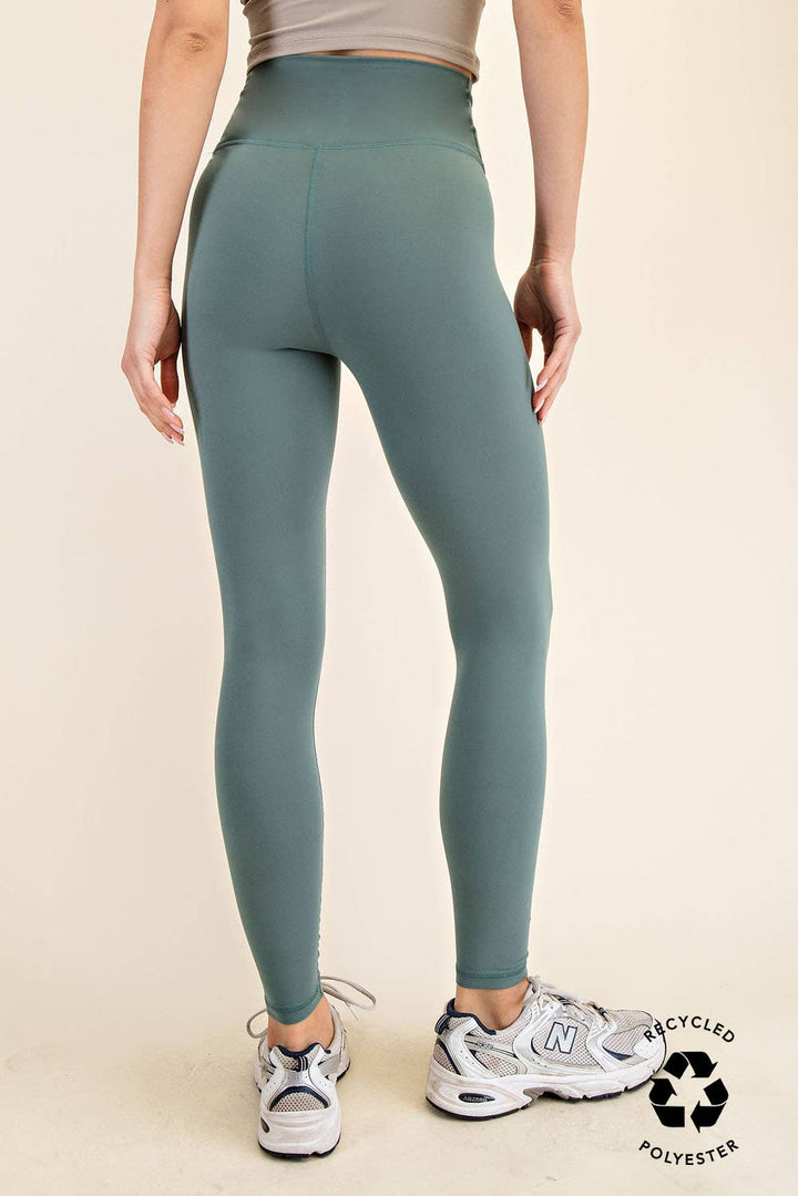 V WAIST FULL LENGTH LEGGINGS - Espresso