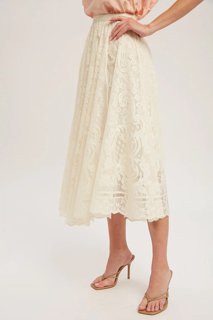 Lace Tulle Midi Skirt