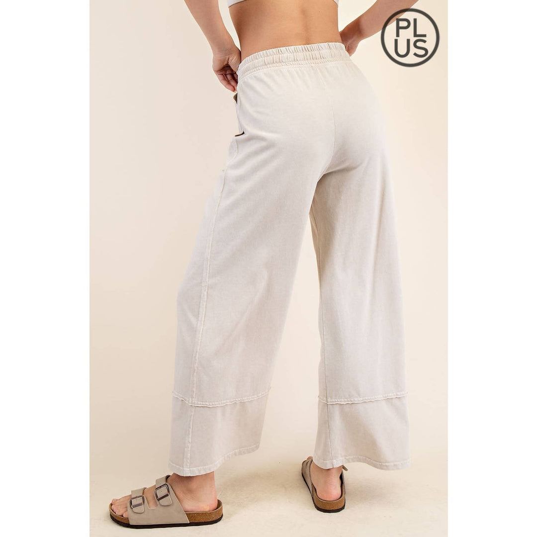 RAE MODE PLUS SIZE MINERAL WASHED WIDE LEG PANT - Dusty Blue