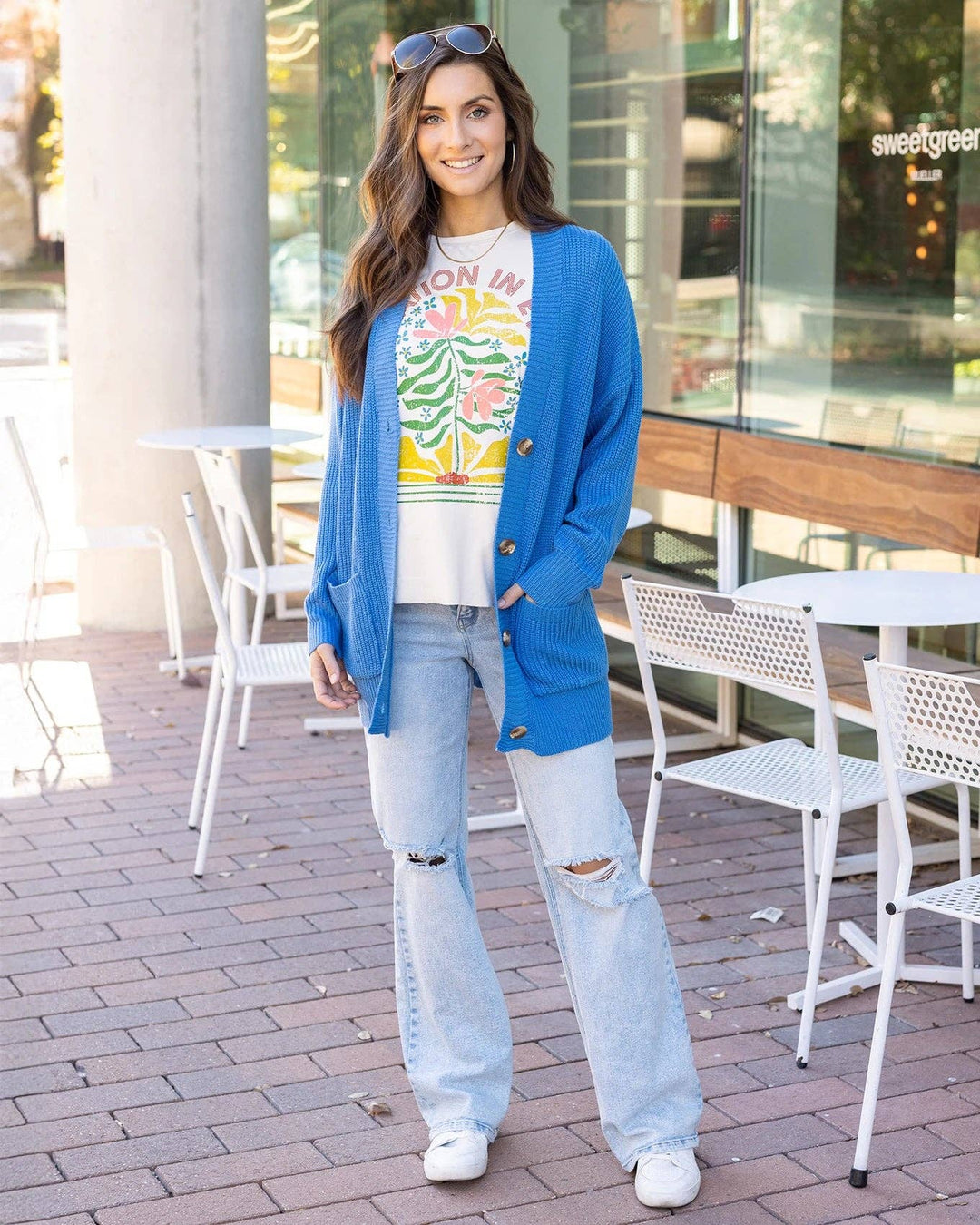 Oversized Comfy Knit Cardigan in Blue