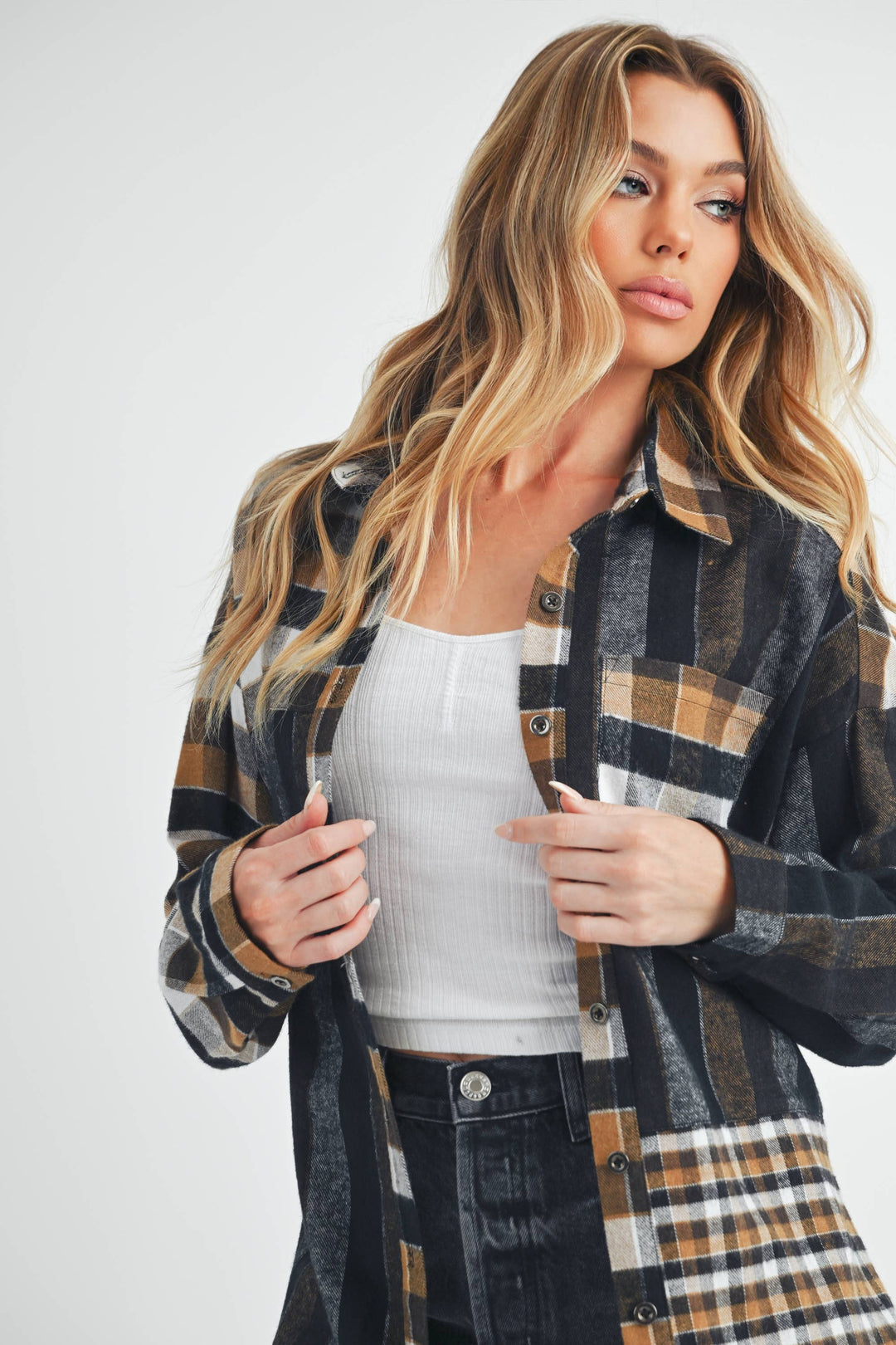 Lena Plaid Flannel Shirt - Brown/Black