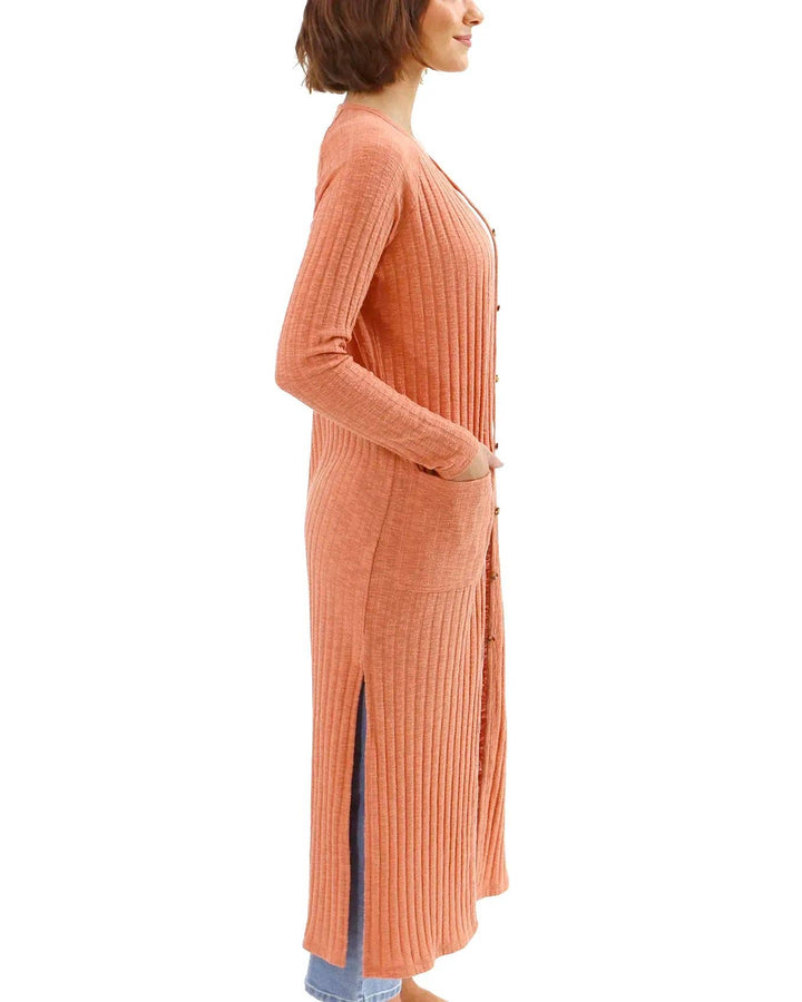 Ribbed Long Duster Cardigan in Sunset