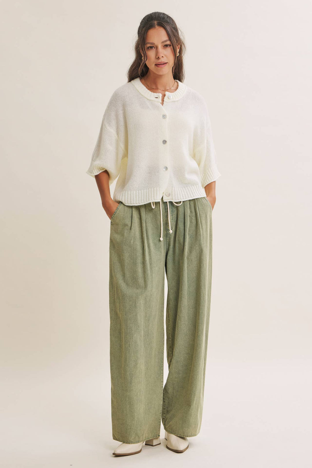 Easy Does It Mineral Wash Wide-Leg Pants - Vintage Camel