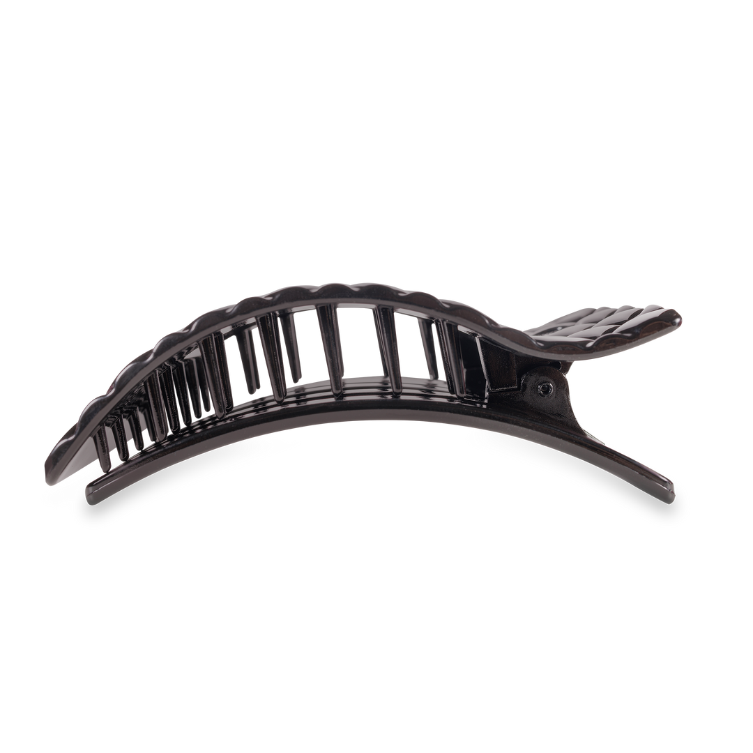 Flat Rectangle Hair Clip | Large | Jet Black Quilted