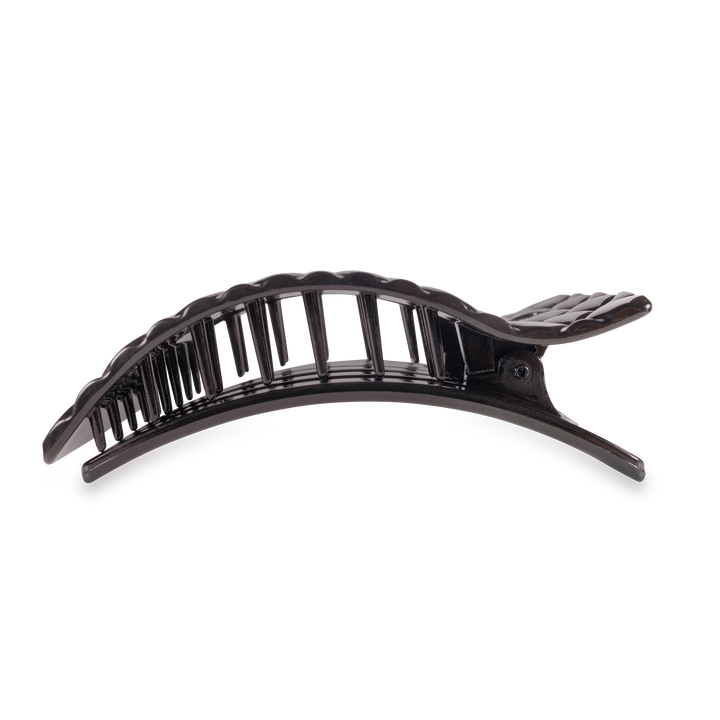 Flat Rectangle Hair Clip | Large | Jet Black Quilted