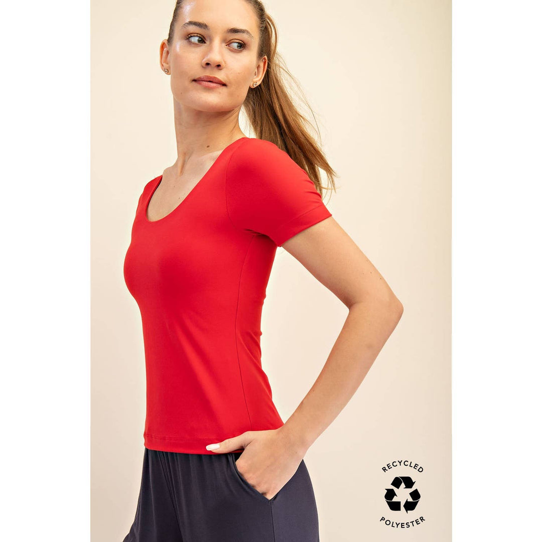 RAE MODE RECYCLED BUTTER ROUND NECK SHORT SLEEVE TOP - 2 COLORS