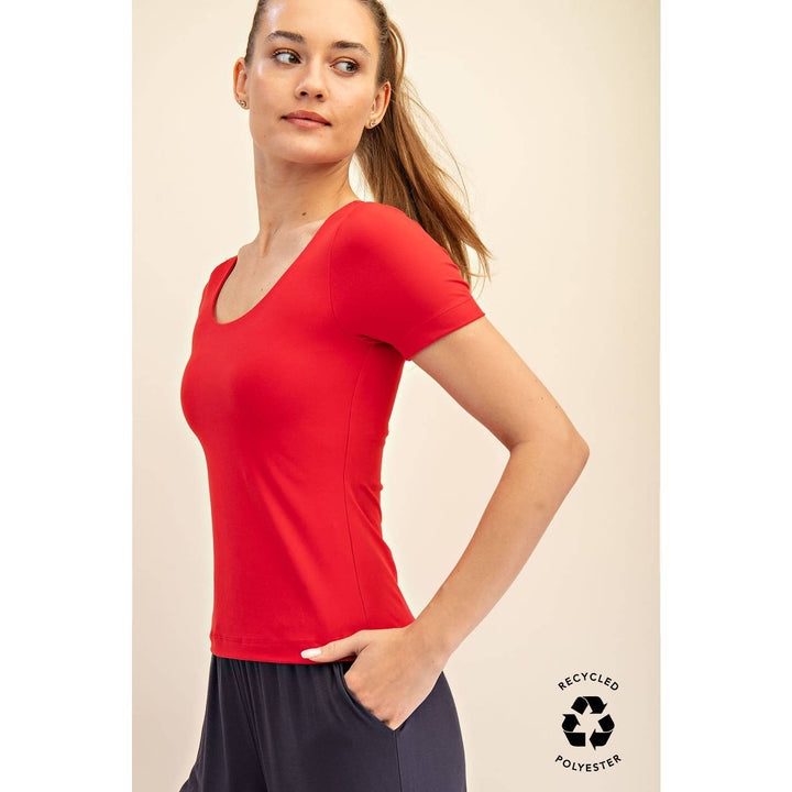 RAE MODE RECYCLED BUTTER ROUND NECK SHORT SLEEVE TOP - 2 COLORS