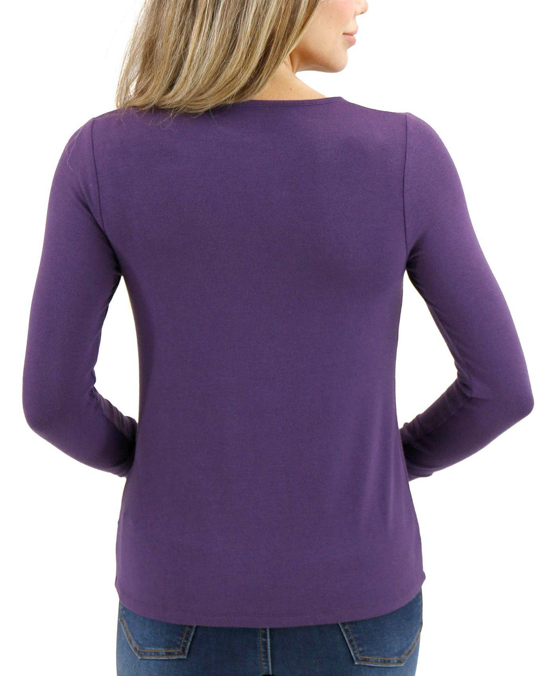 Grace and Lace Long Sleeve Twist Front Top in Mystic Purple