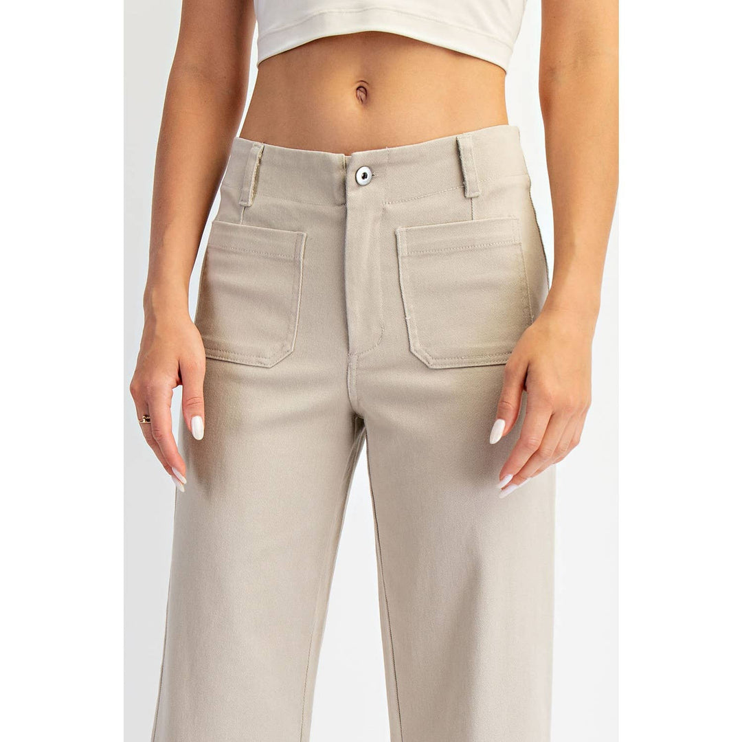 RAE MODE HEAVY COTTON TWILL CROPPED WIDE PANTS - TAUPE