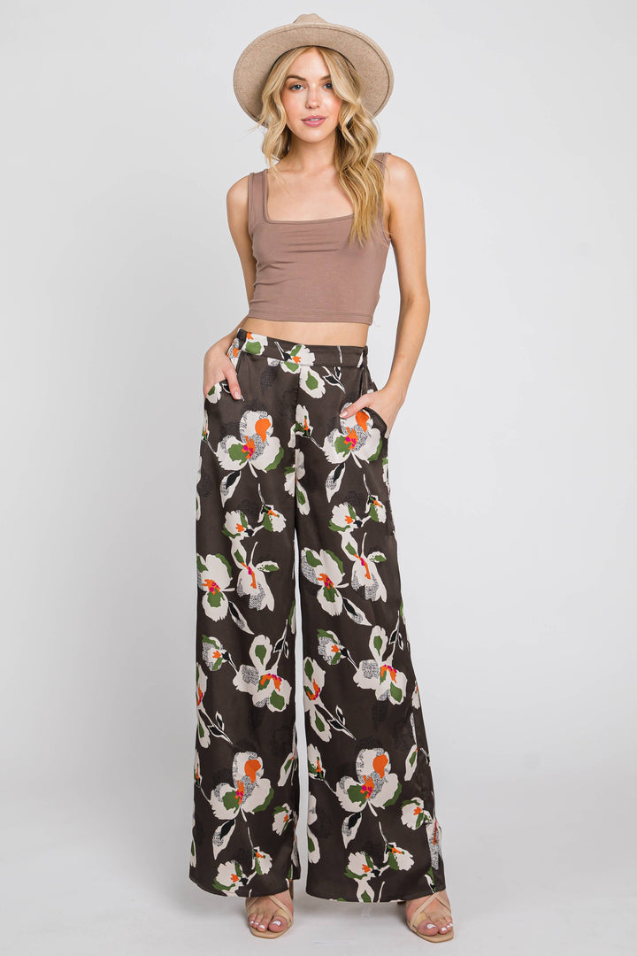 Bold Moves Floral Satin Statement Pants