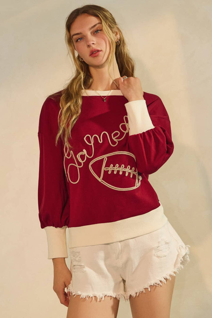 Touchdown & Tailgates Sweatshirt – Dark Red