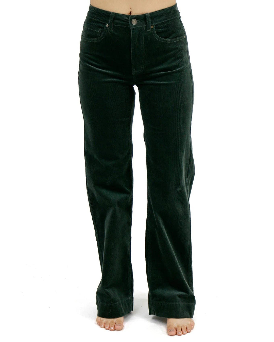 Wide Leg Corduroy Pants in Deep Green