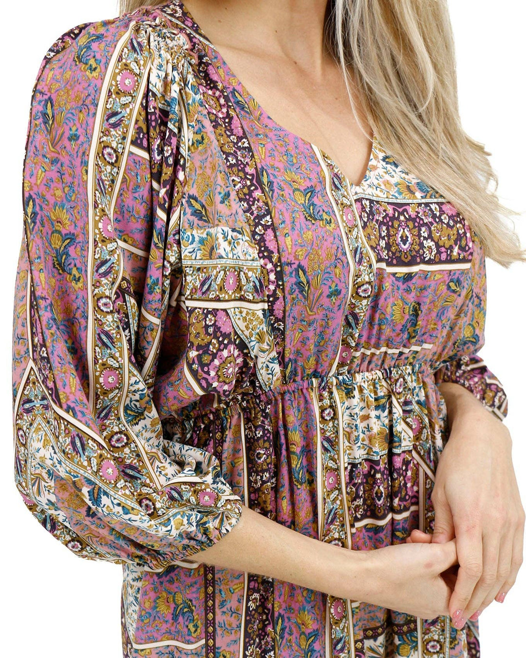 Arabelle Hi-Low Patchwork Floral Dress