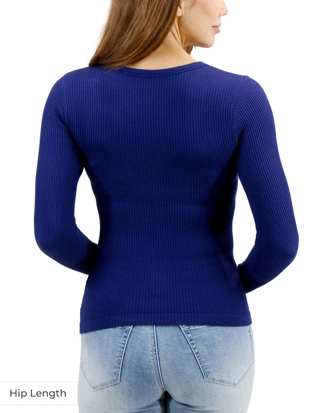 Grace and Lace Hip Length Scoop Neck Long Sleeve Brami in Indigo