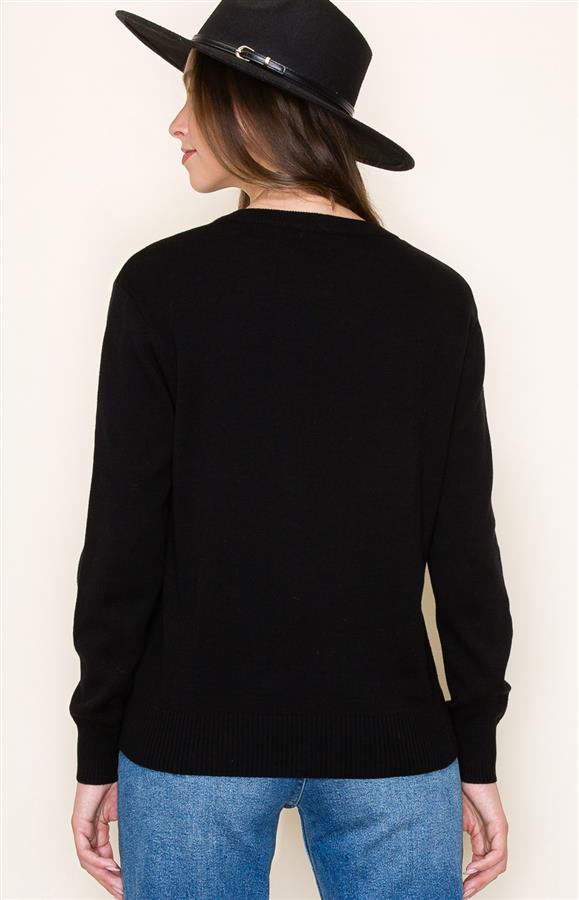 Black Sweater with Love Embellished