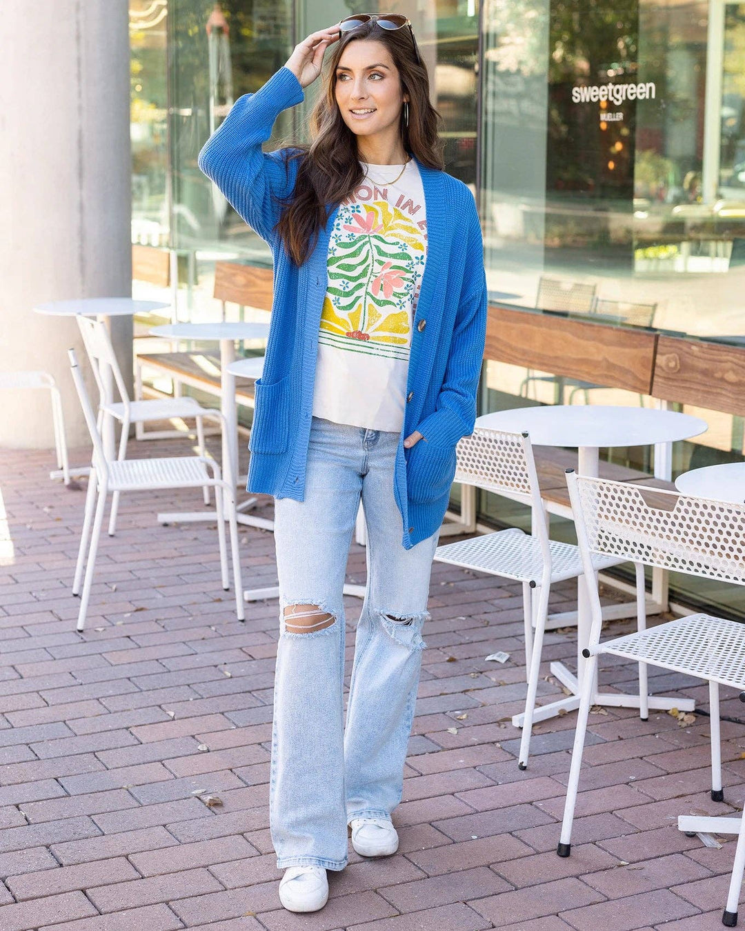 Oversized Comfy Knit Cardigan in Blue