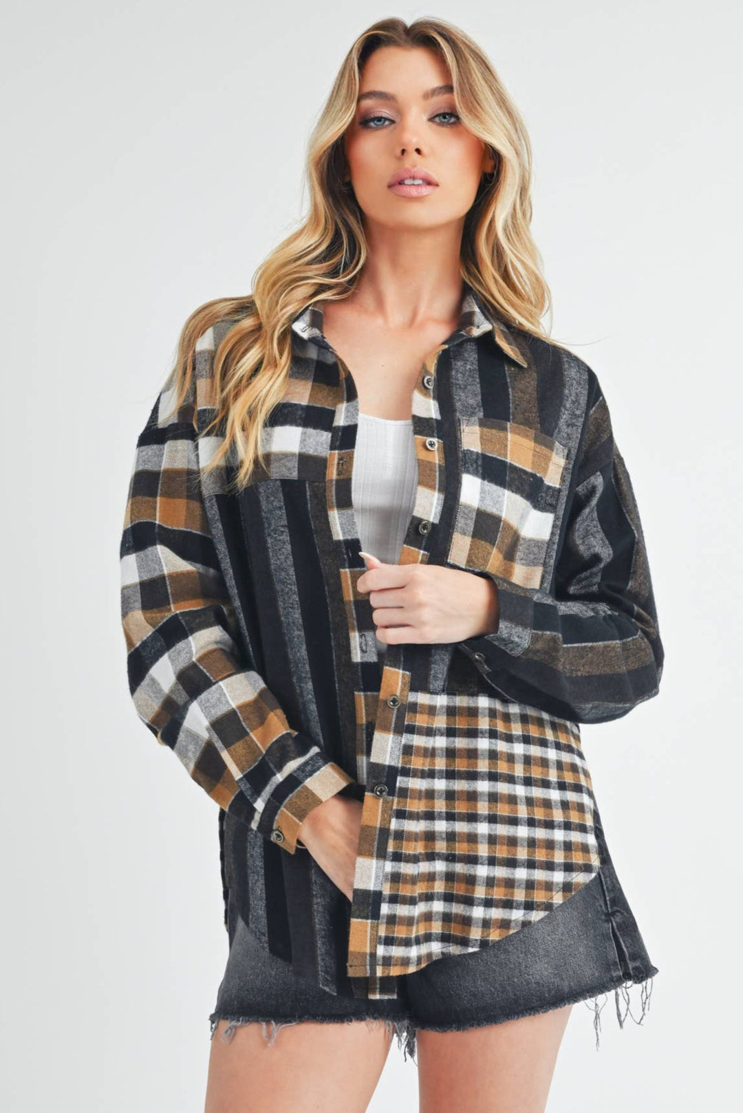 Lena Plaid Flannel Shirt - Brown/Black