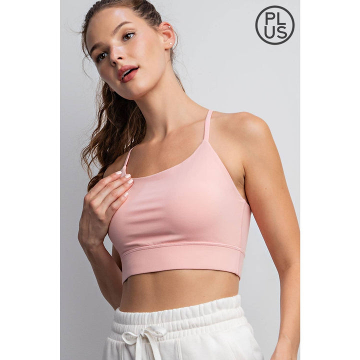 RAE MODE PLUS SIZE BUTTER SPORTS BRA WITH ADJUSTABLE STRAP - 2 COLORS