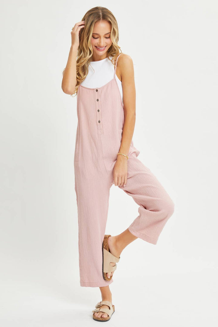 COTTON GAUZE SLEEVELESS JUMPSUIT