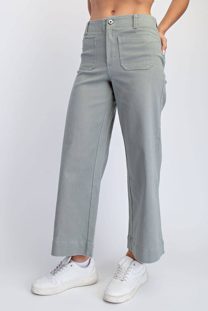 RAE MODE HEAVY COTTON TWILL CROPPED WIDE PANTS - TAUPE