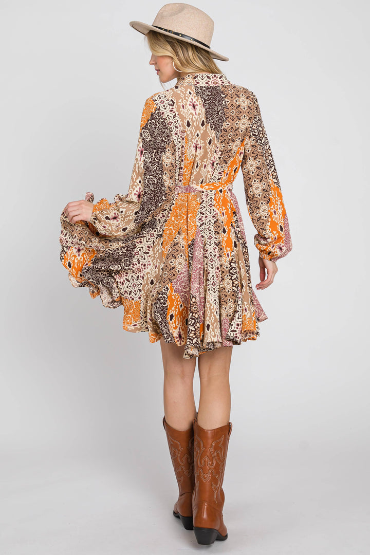 Festival Fields Button Down Flare Dress