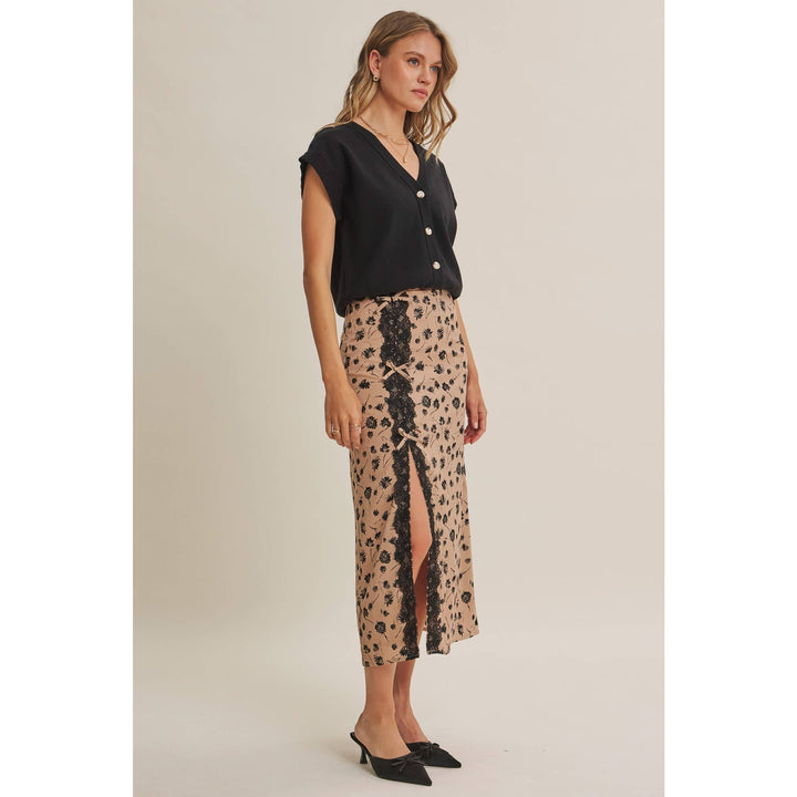 Midnight in Paris Floral Lace Midi Skirt