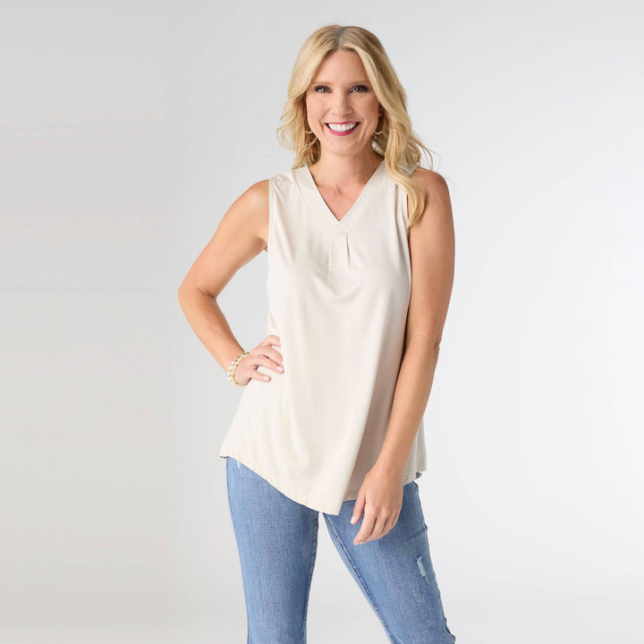 Erin Pleat Back V-Neck Tank - IN 3 COLORS!!