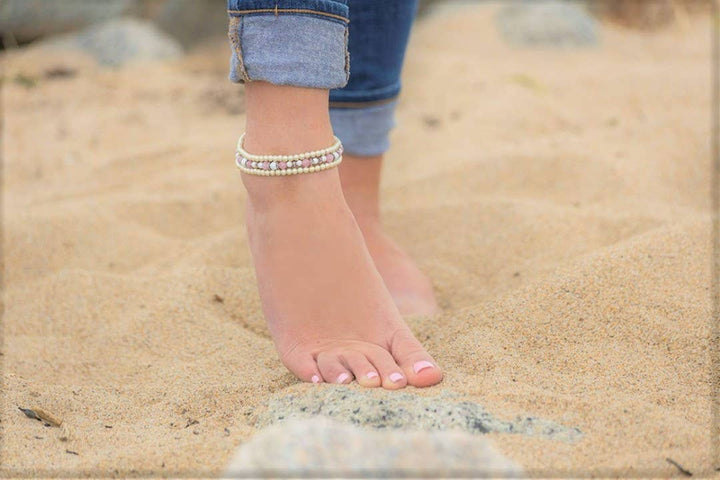 Yellow Cat's Eye White Magnetic Stretch Anklet
