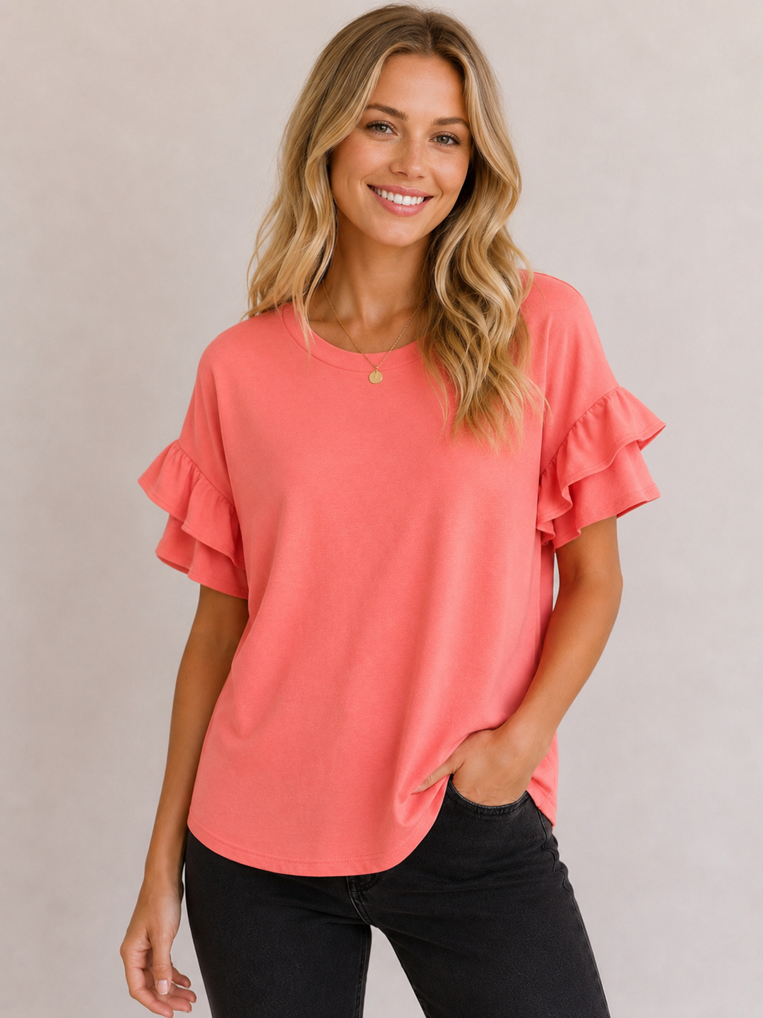Sweet Escape Oversized Ruffle Sleeve Top