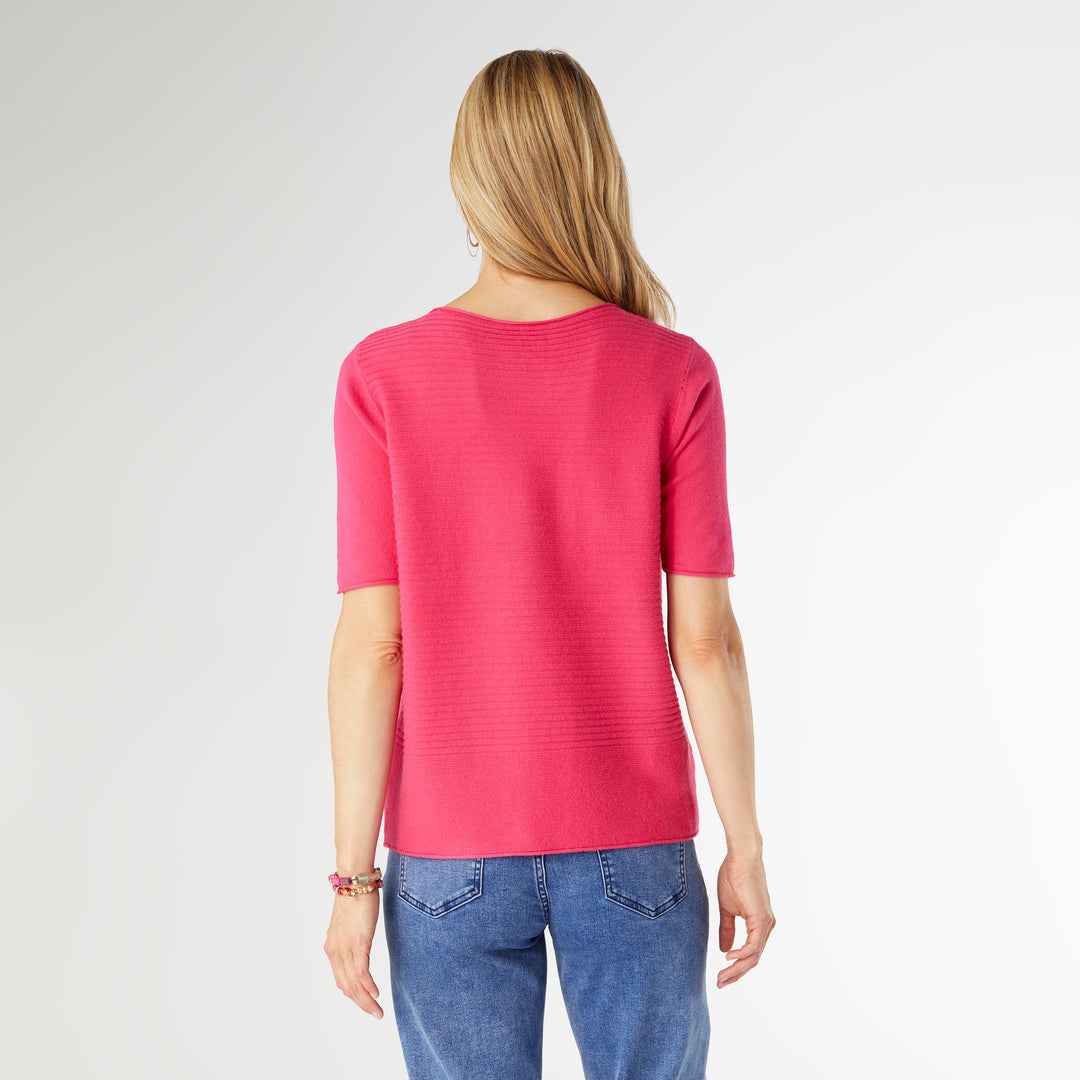 Lightweight Heavenly-Luxe Short Sleeve Top - Hot Pink