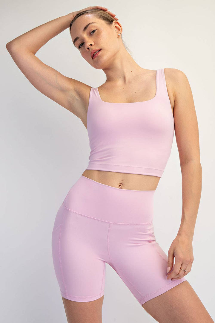 RAE MODE NYLON BUTTER SQUARE NECK CROPPED TANK - 2 colors!