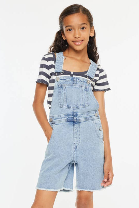 KanCan Kids' Overall Shorts - Medium Wash