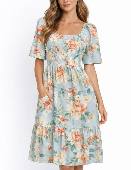 Garden Daydream Smocked Midi Dress