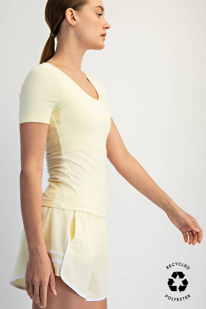 RAE MODE RECYCLED BUTTER ROUND NECK SHORT SLEEVE TOP - 2 COLORS