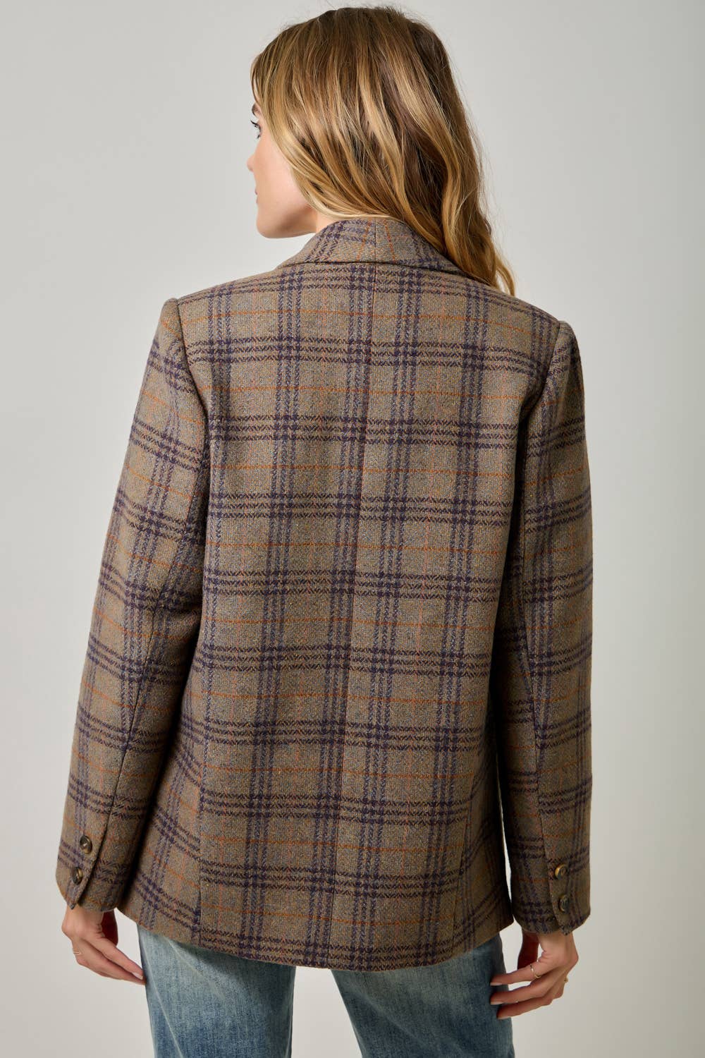 Autumn in Oxford Wool-Blend Plaid Blazer