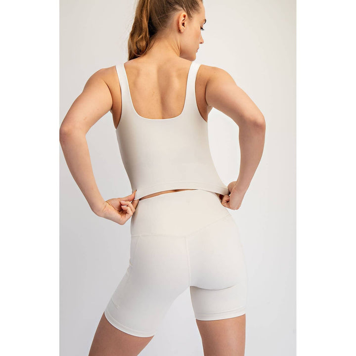 RAE MODE NYLON BUTTER SQUARE NECK CROPPED TANK - 2 colors!