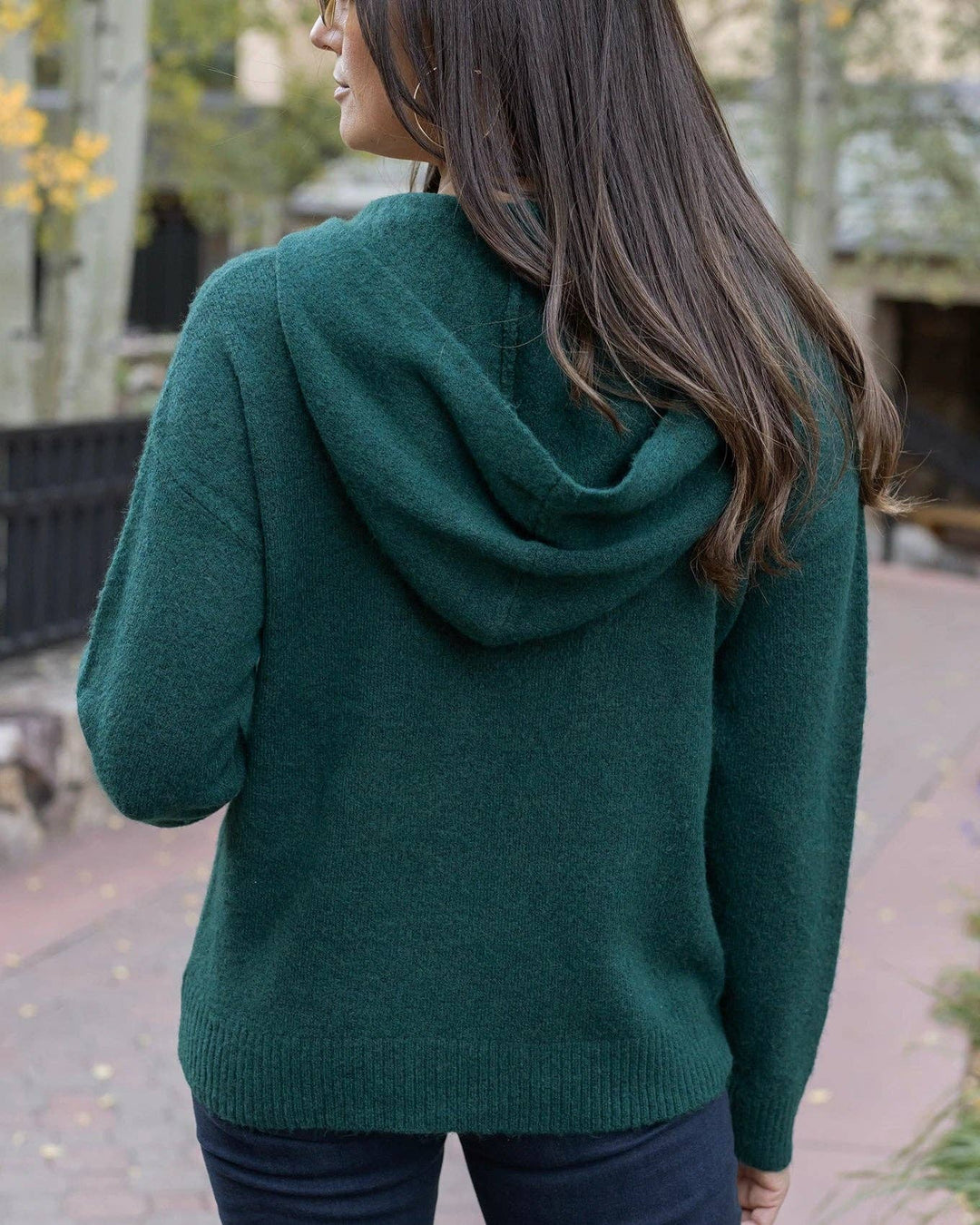 Grace and Lace So Soft Knit Sweater Hoodie in Deep Green