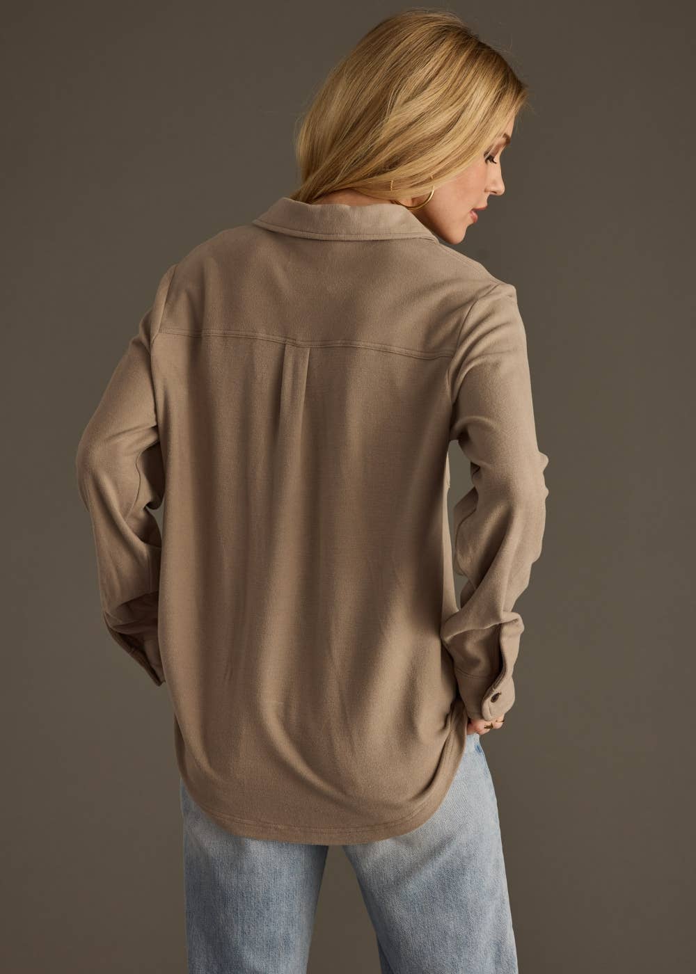 Easy Days Super Soft Button Up - Taupe