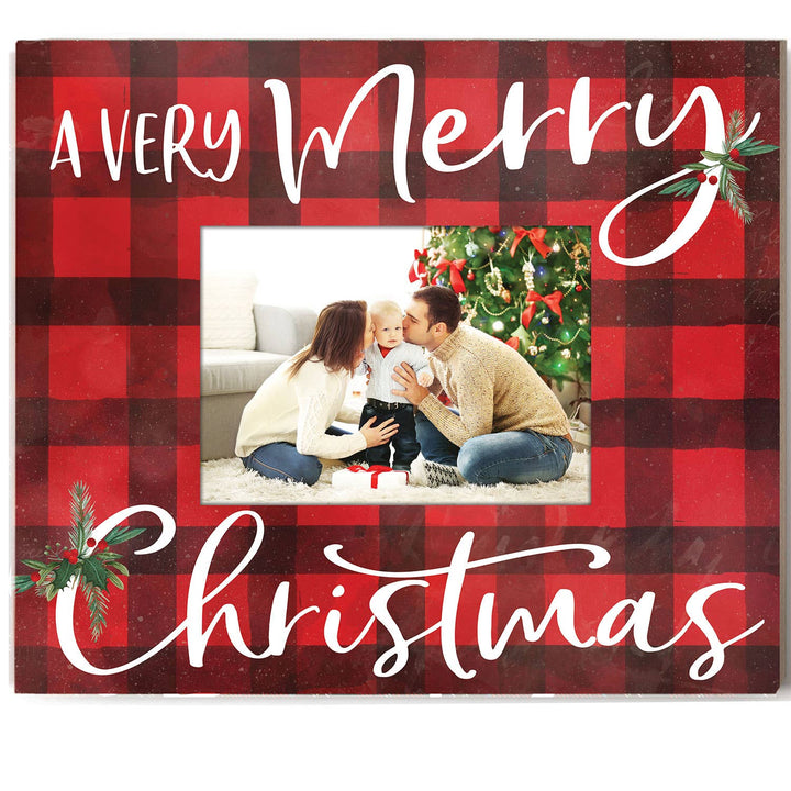 Very Merry Christmas Red Buffalo Check Photo Frame