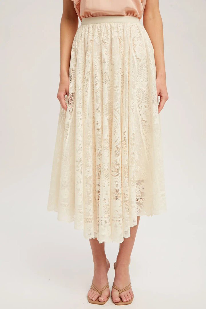 Lace Tulle Midi Skirt