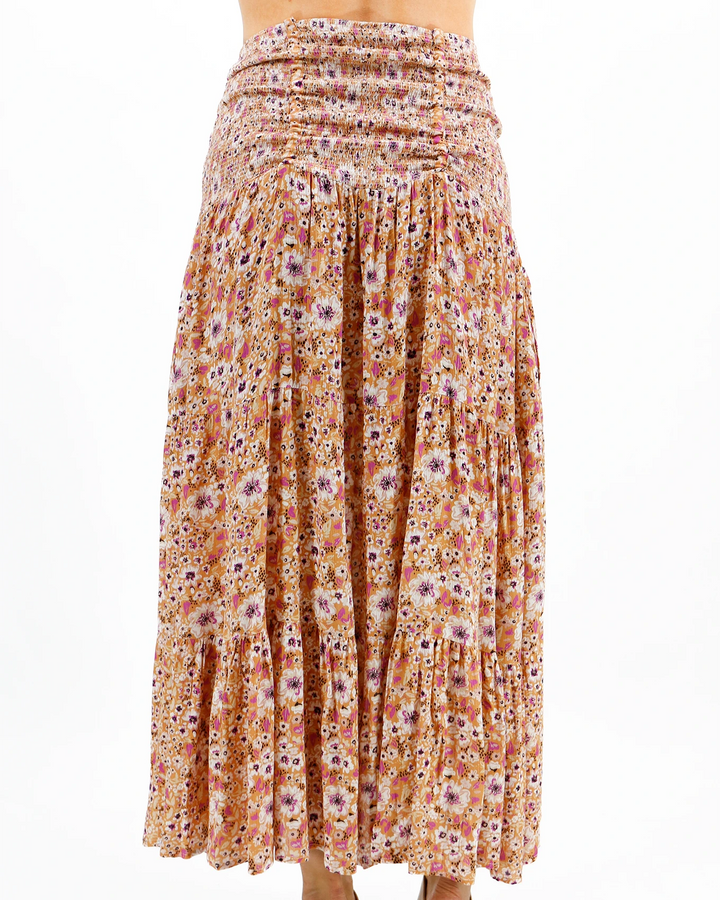 Grace and Lace Convertible Floral Maxi Skirt in Golden Floral