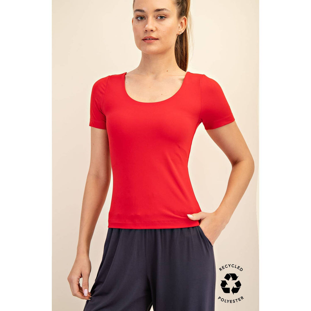 RAE MODE RECYCLED BUTTER ROUND NECK SHORT SLEEVE TOP - 2 COLORS