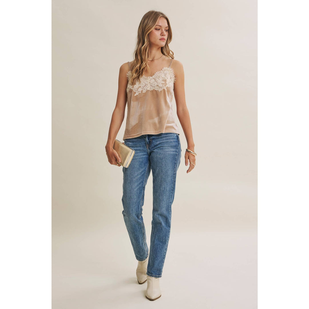 Velvet & Whispers Lace Cami - Champagne