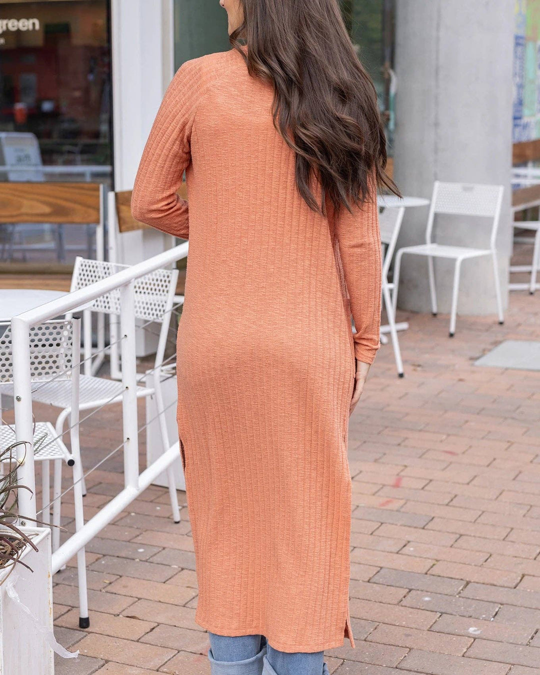 Ribbed Long Duster Cardigan in Sunset