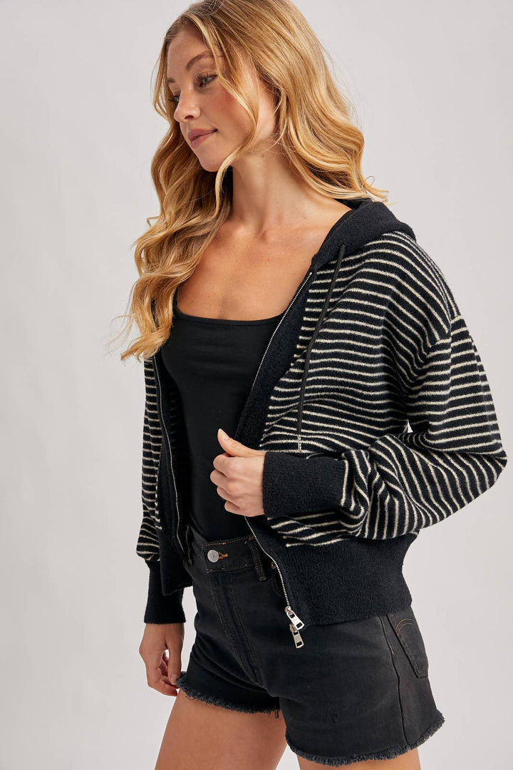 Weekend Favorite Striped Zip Hoodie Jacket