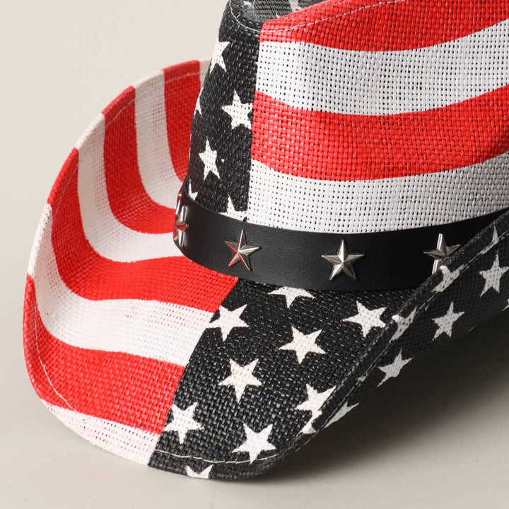 USA American Flag Straw Cowboy Hat