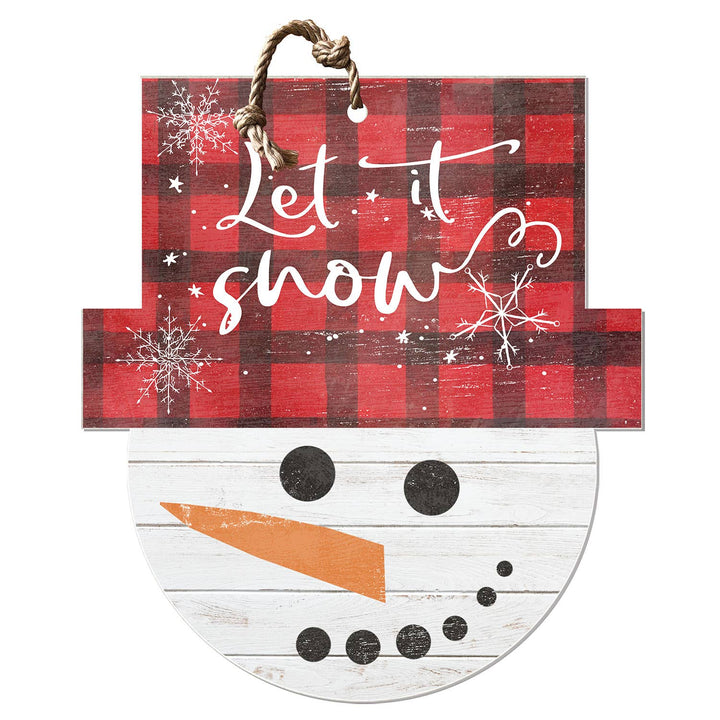 Let it Snow Red Buffalo Check Snowman Sign Christmas Decor