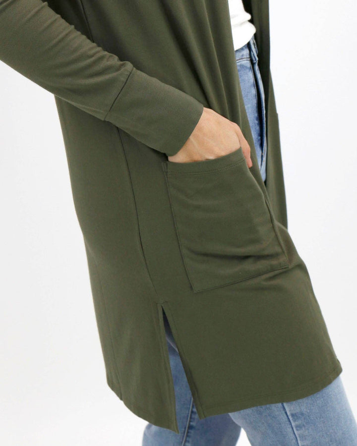 Grace and Lace Casual Day Modal Cardigan in Olive