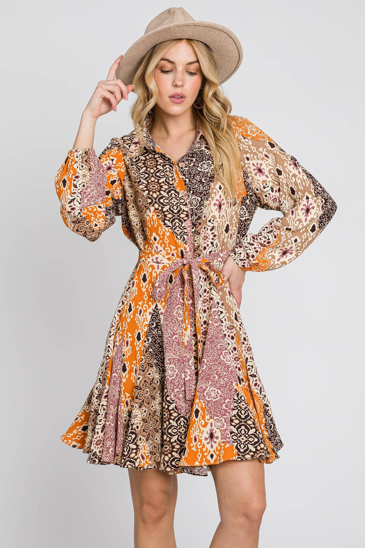 Festival Fields Button Down Flare Dress